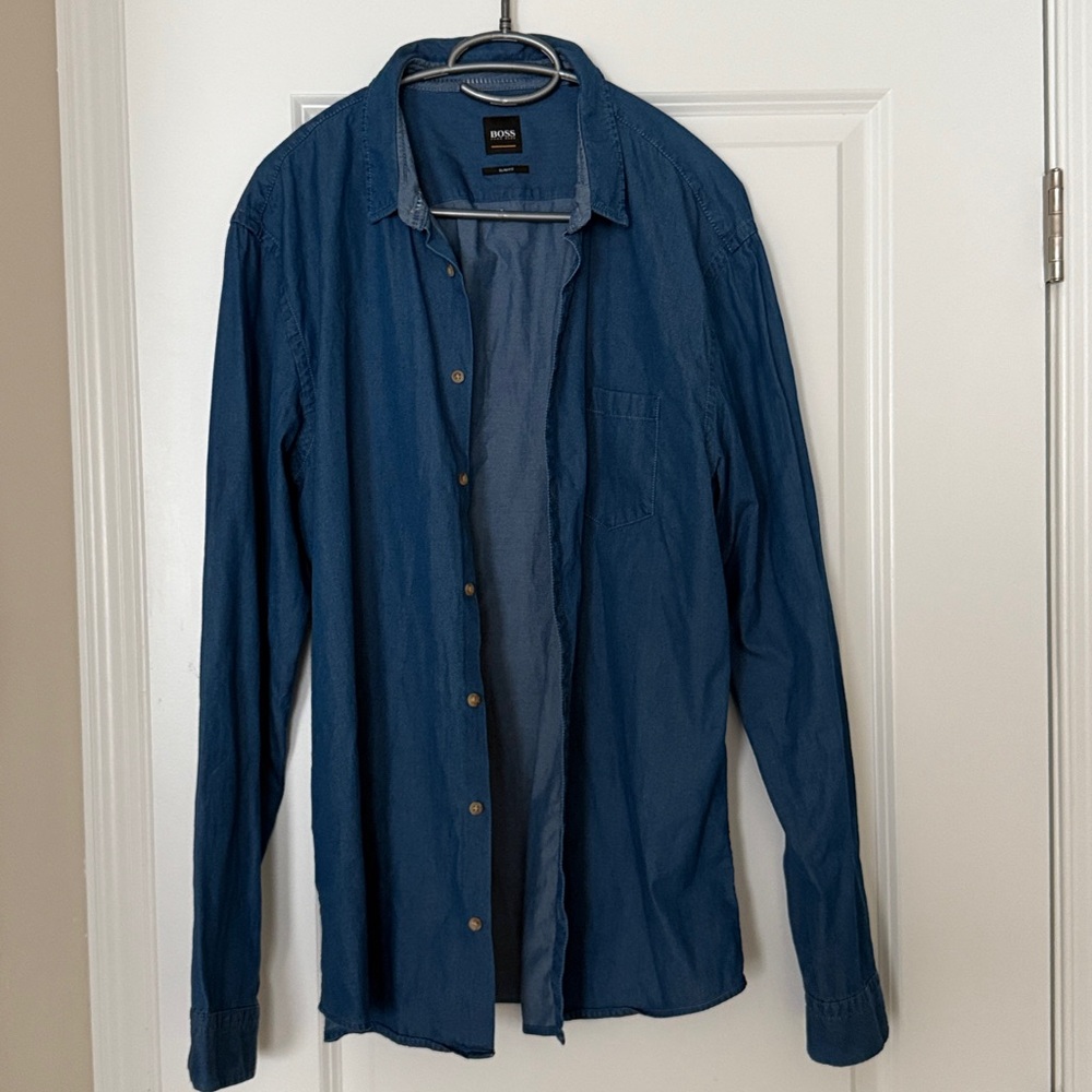 Hugo Boss Denim Blue Slim Fit Shirt in very good condition